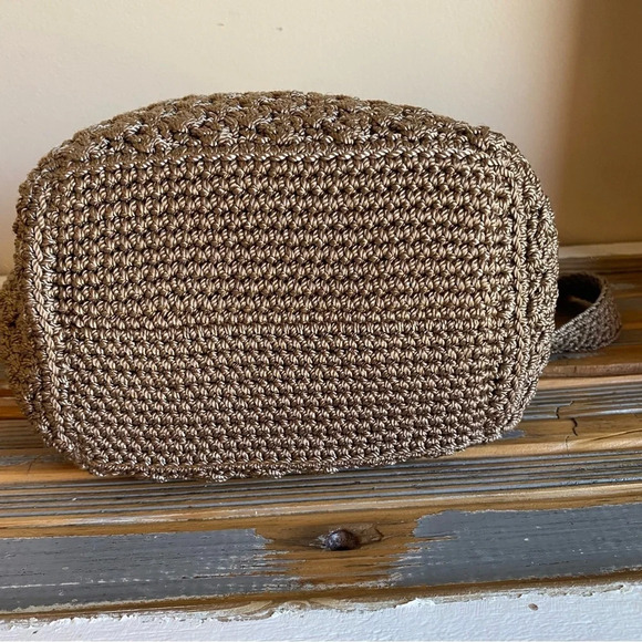 The Sak Neutral Taupe Woven Crochet Flap Shoulder Bag - Picture 3 of 12